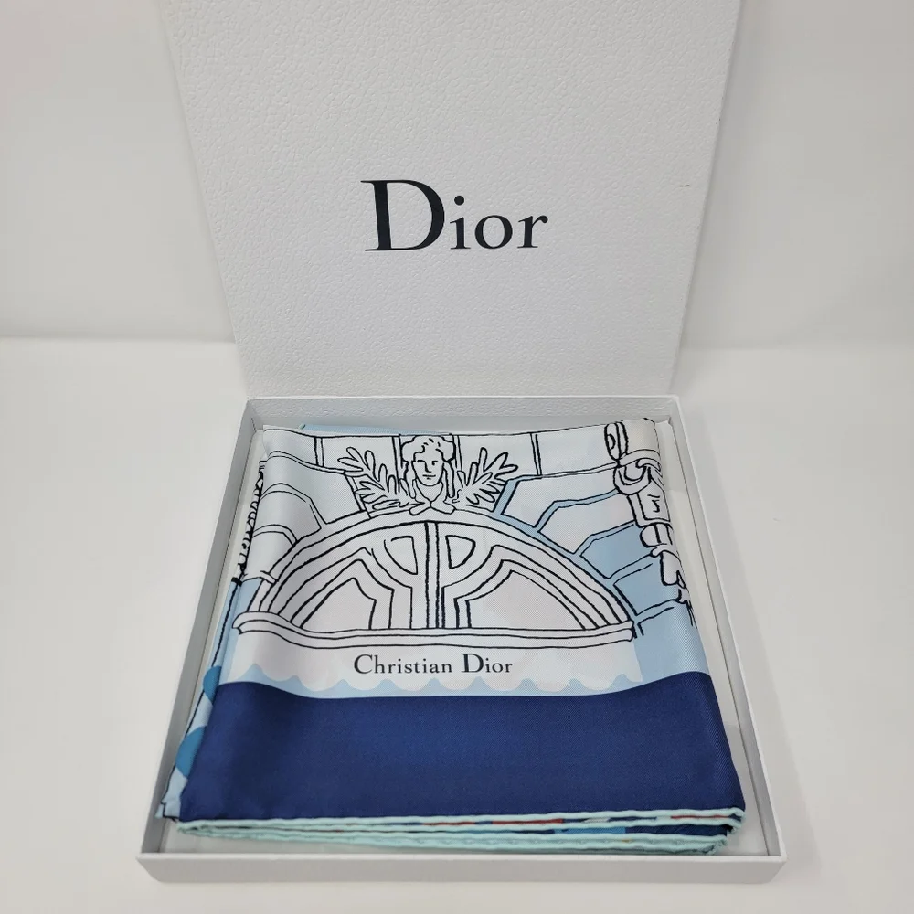 Christian Dior Multicolor Achitectural Design 100% Silk Scarf